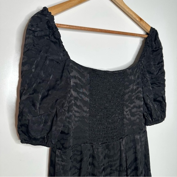 Good American Black Animal Print Button Front Puff Sleeve Corset Maxi Dress M - Picture 7 of 13